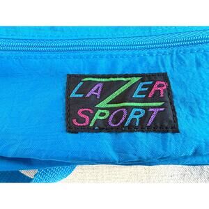 Vintage Lazer Sport Fanny Pack Blue Nylon Waist Bag 80s 90s Retro Festival